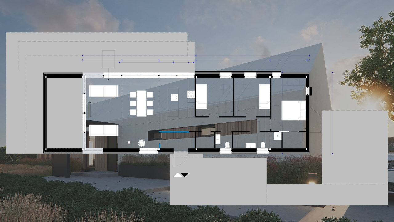 Floor planing - Modular home, BARN 108m2