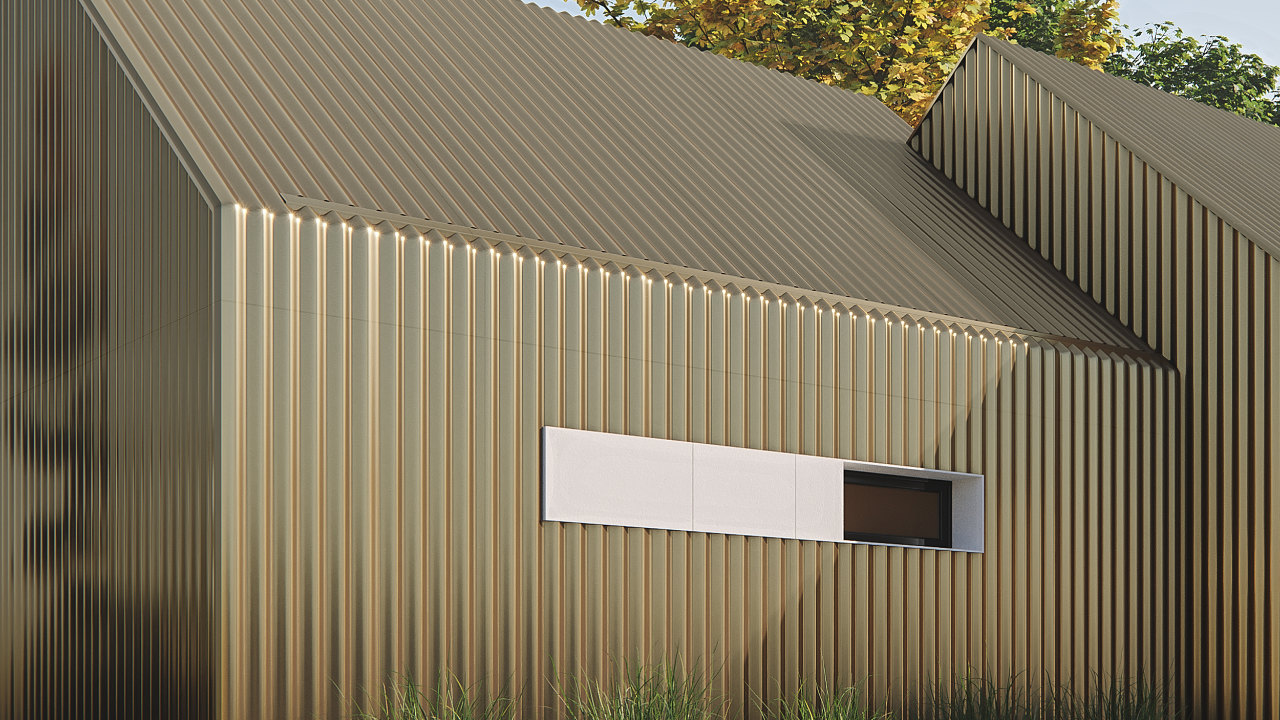 Modular BARN, Modern home without a building permission 70m2, Facade material: Decorative corrugated and trapezoidal panels