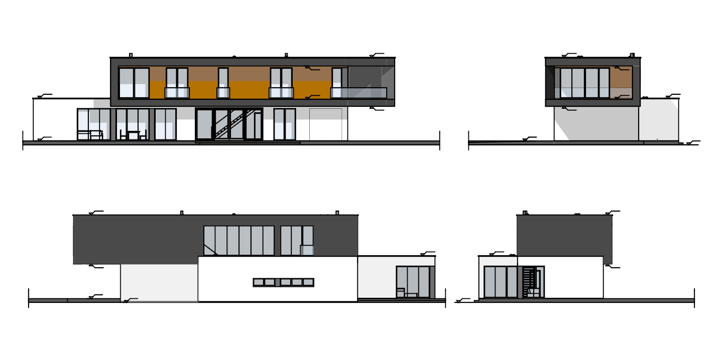 Wizualizacja elewacji Dom modułowy Box House 216m2