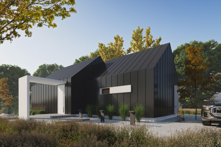 Modern barns with sheet metal cladding