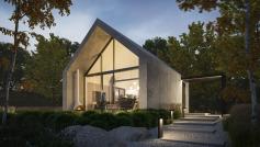 Modular BARN, Modern home without a building permission 70m2 - view at night 1