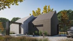 Modular BARN, Modern home without a building permission 70m2 - view from the side 1